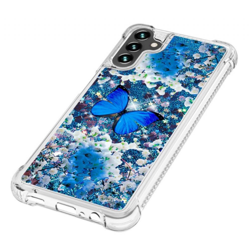 Kryt Na Samsung Galaxy A13 5G Třpytivé Modré Motýly
