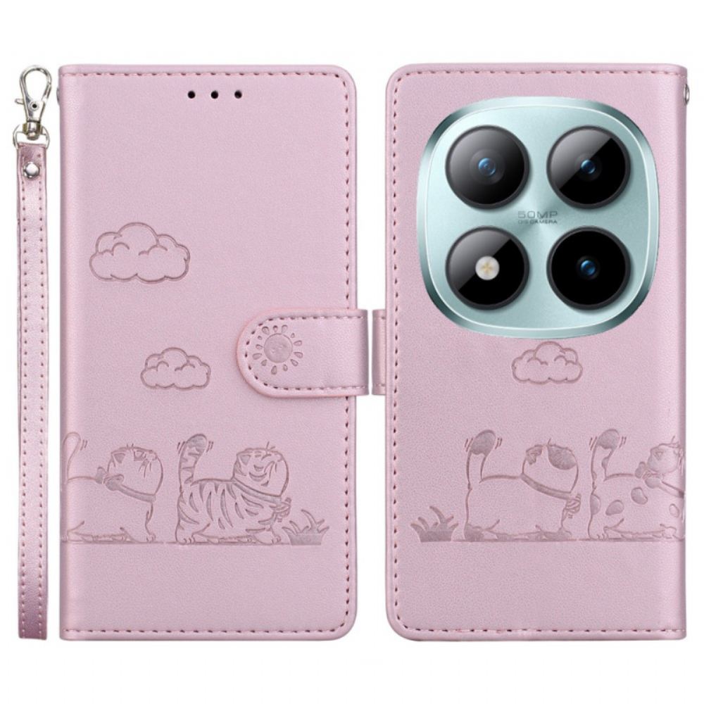 Kožený Kryt Na Xiaomi Redmi Note 15 Pro 5g Kočičí Scéna