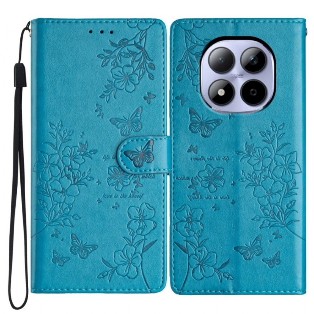 Kožený Kryt Na Xiaomi Redmi Note 15 Pro 5g Květinová Gravírování