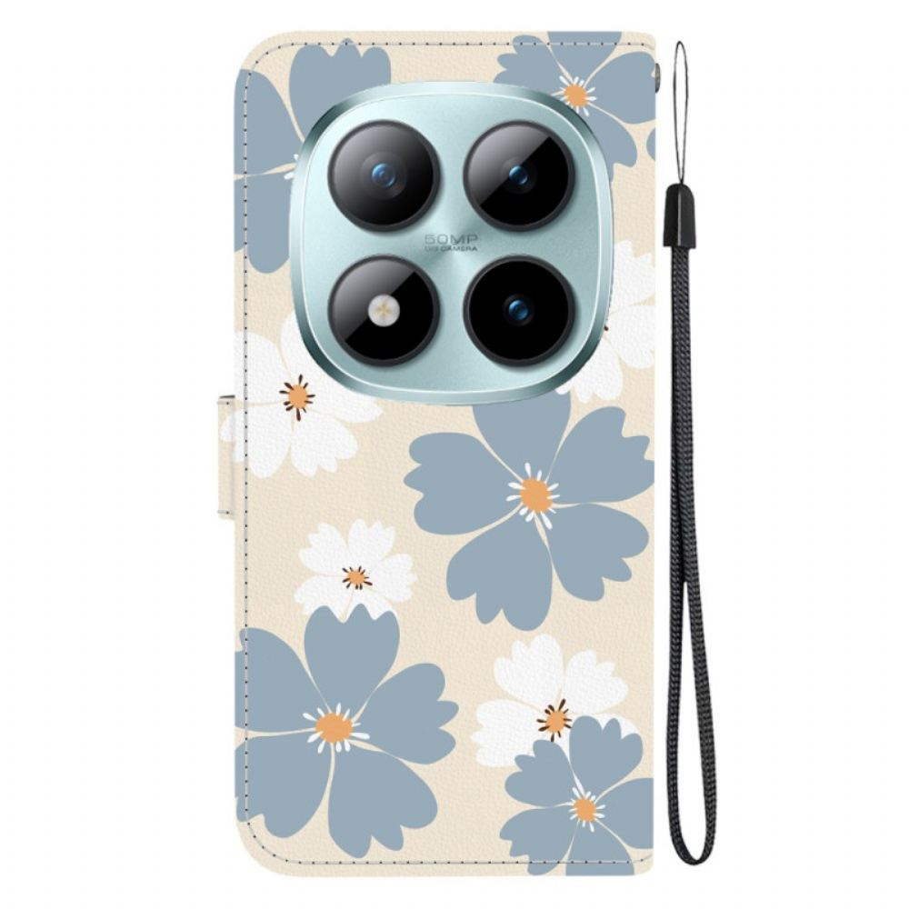 Kožený Kryt Na Xiaomi Redmi Note 15 Pro 5g Modré Sedmikrásky