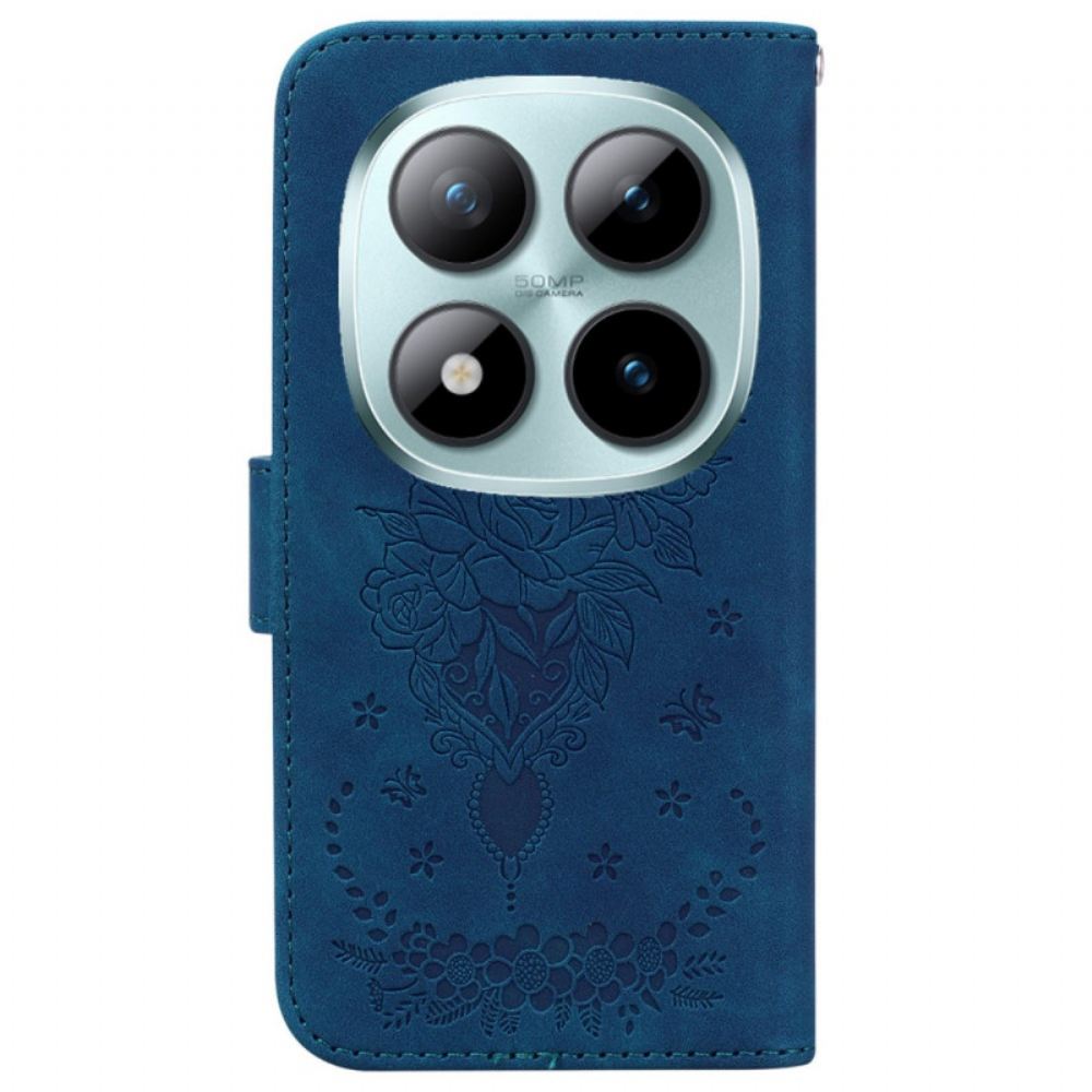 Kožený Kryt Na Xiaomi Redmi Note 15 Pro 5g Motýli A Růže