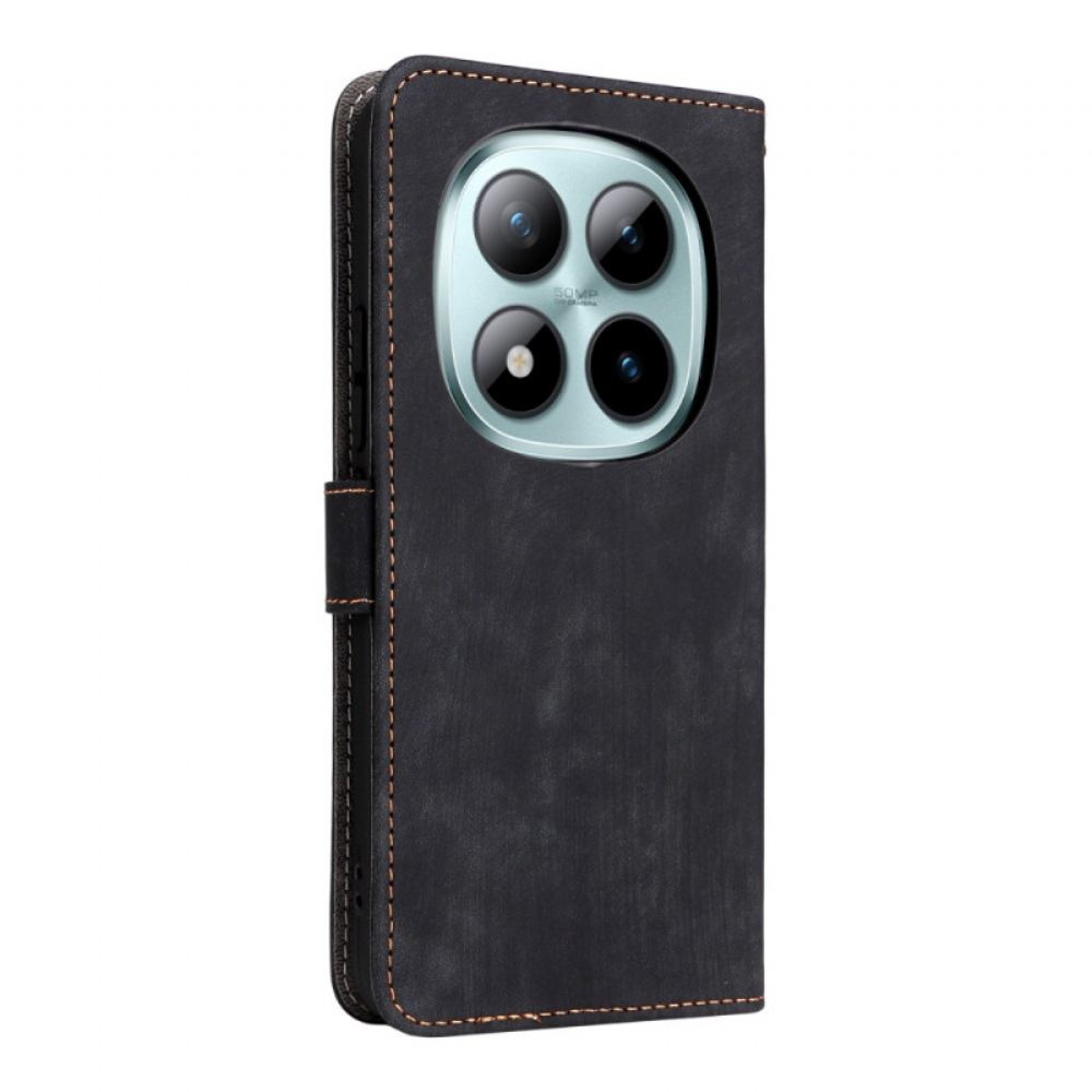 Kožený Kryt Na Xiaomi Redmi Note 15 Pro 5g Rfid Blokování A Pásek