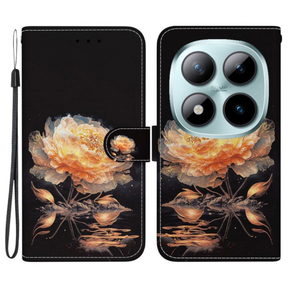 Kožený Kryt Na Xiaomi Redmi Note 15 Pro 5g Zlatá Pivoňka