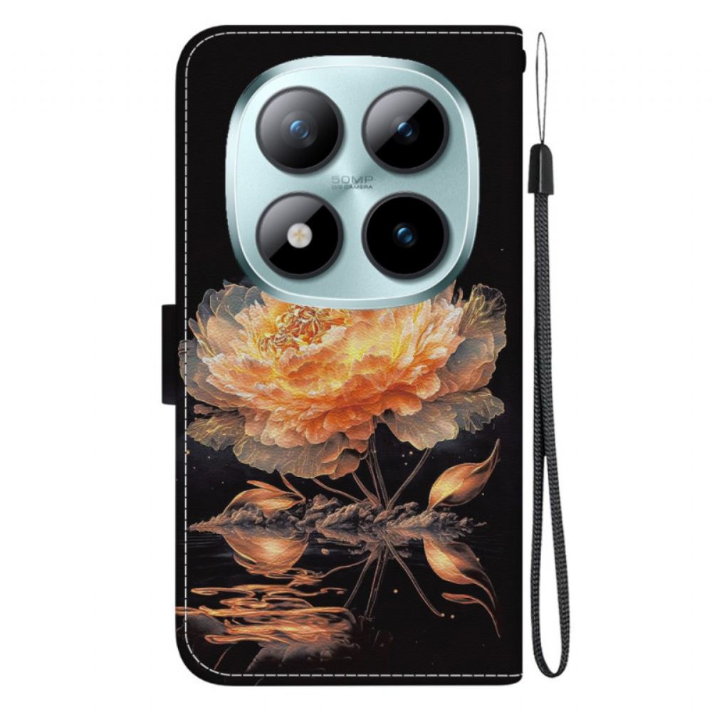 Kožený Kryt Na Xiaomi Redmi Note 15 Pro 5g Zlatá Pivoňka