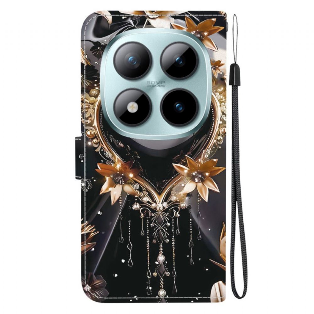 Kožený Kryt Na Xiaomi Redmi Note 15 Pro 5g Černé A Zlaté Srdce