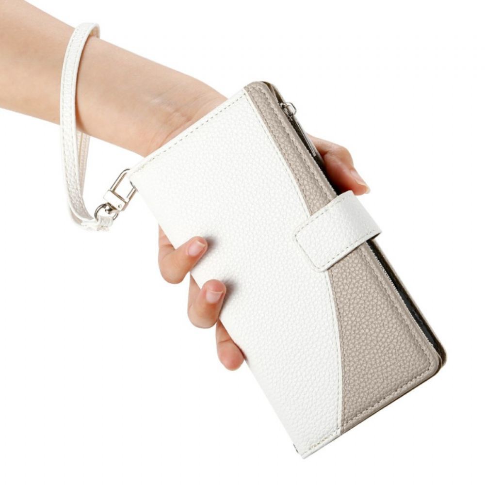 Kožený Kryt Xiaomi Redmi Note 15 Pro 5g Dvoubarevný Popruh A Ramenní Popruh