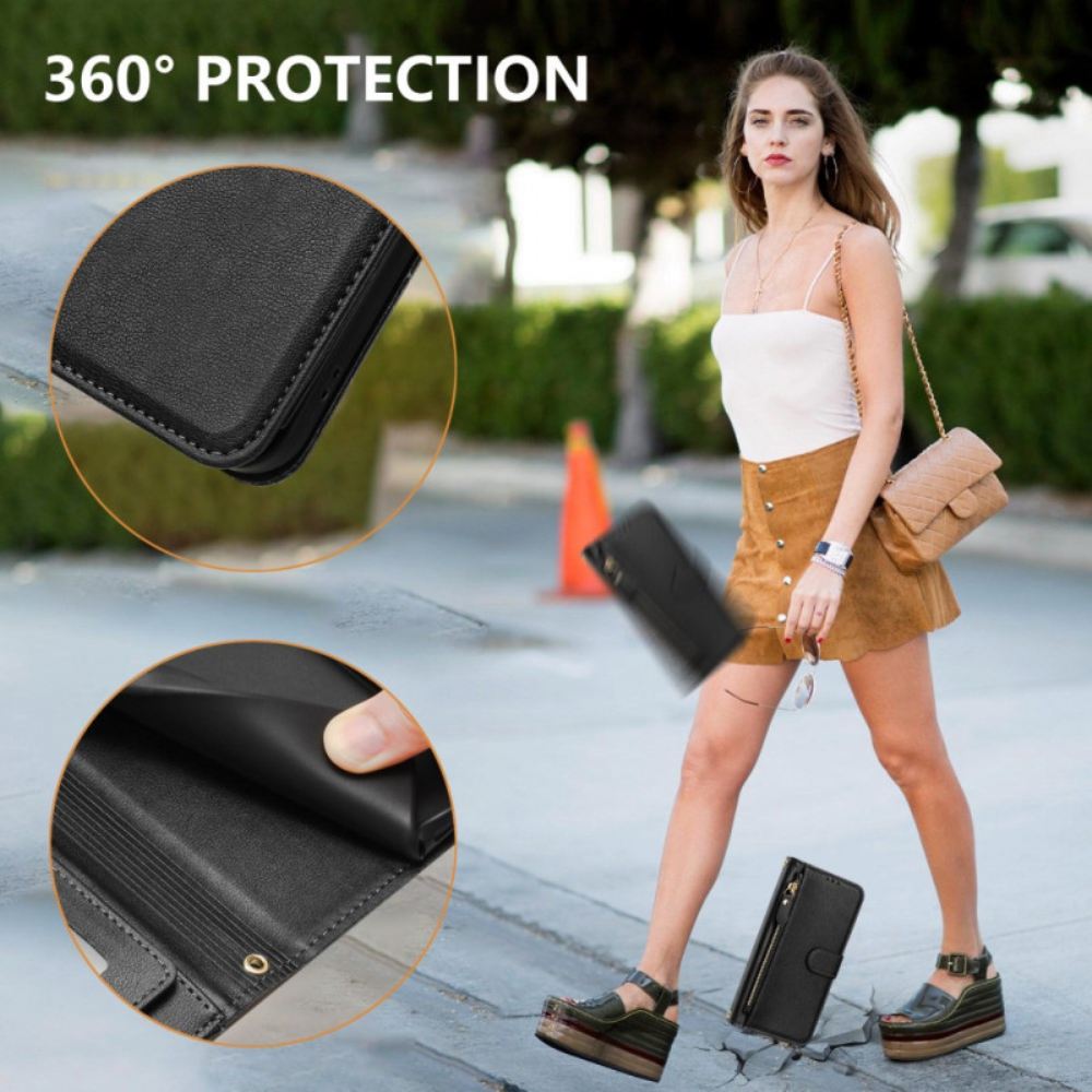 Kožený Kryt Xiaomi Redmi Note 15 Pro 5g Kapsa Na Zip A Více Přihrádek Na Karty