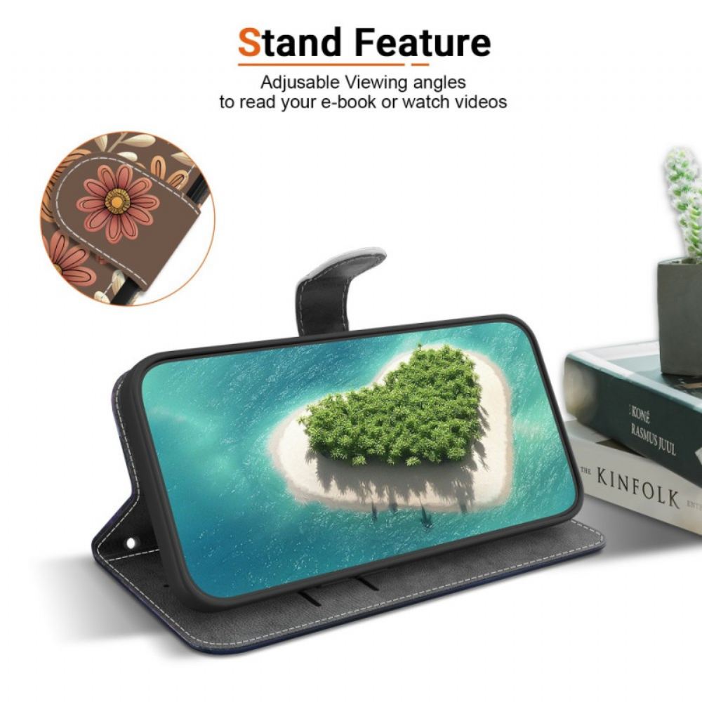 Kožený Kryt Xiaomi Redmi Note 15 Pro 5g Květinový Vzor