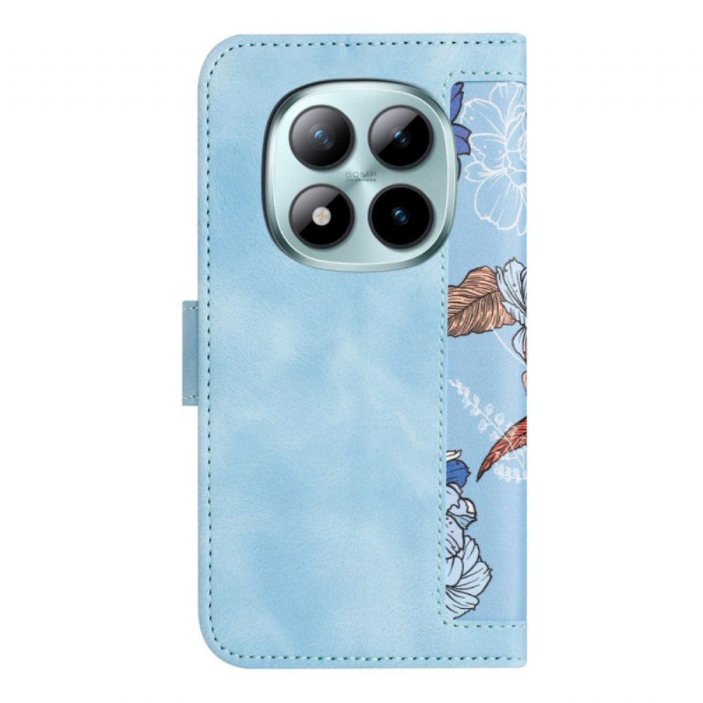 Kožený Kryt Xiaomi Redmi Note 15 Pro 5g Květinový Vzor S Páskem