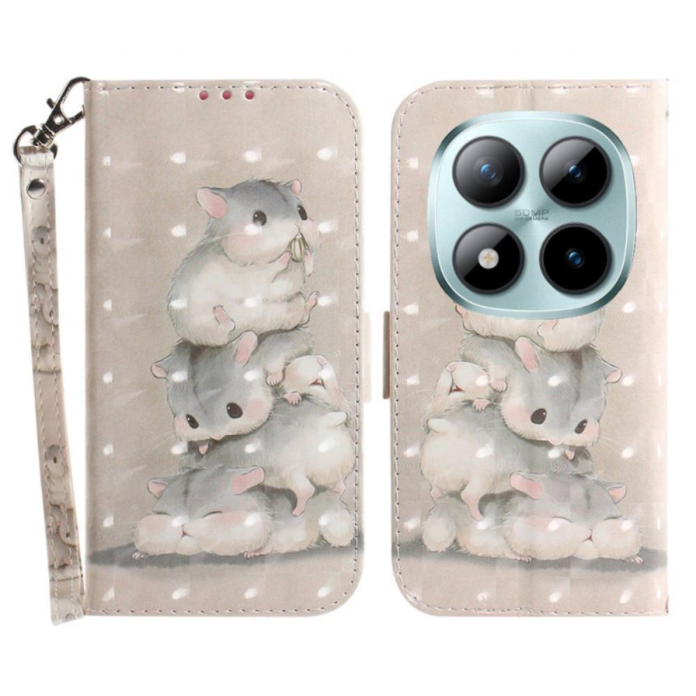 Kožený Kryt Xiaomi Redmi Note 15 Pro 5g Křečci S Ramínky