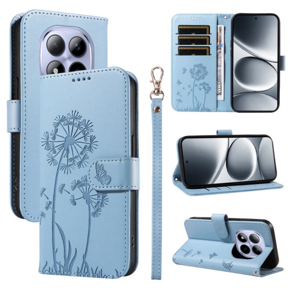 Kožený Kryt Xiaomi Redmi Note 15 Pro 5g Vzor Pampelišky Na Popruhu