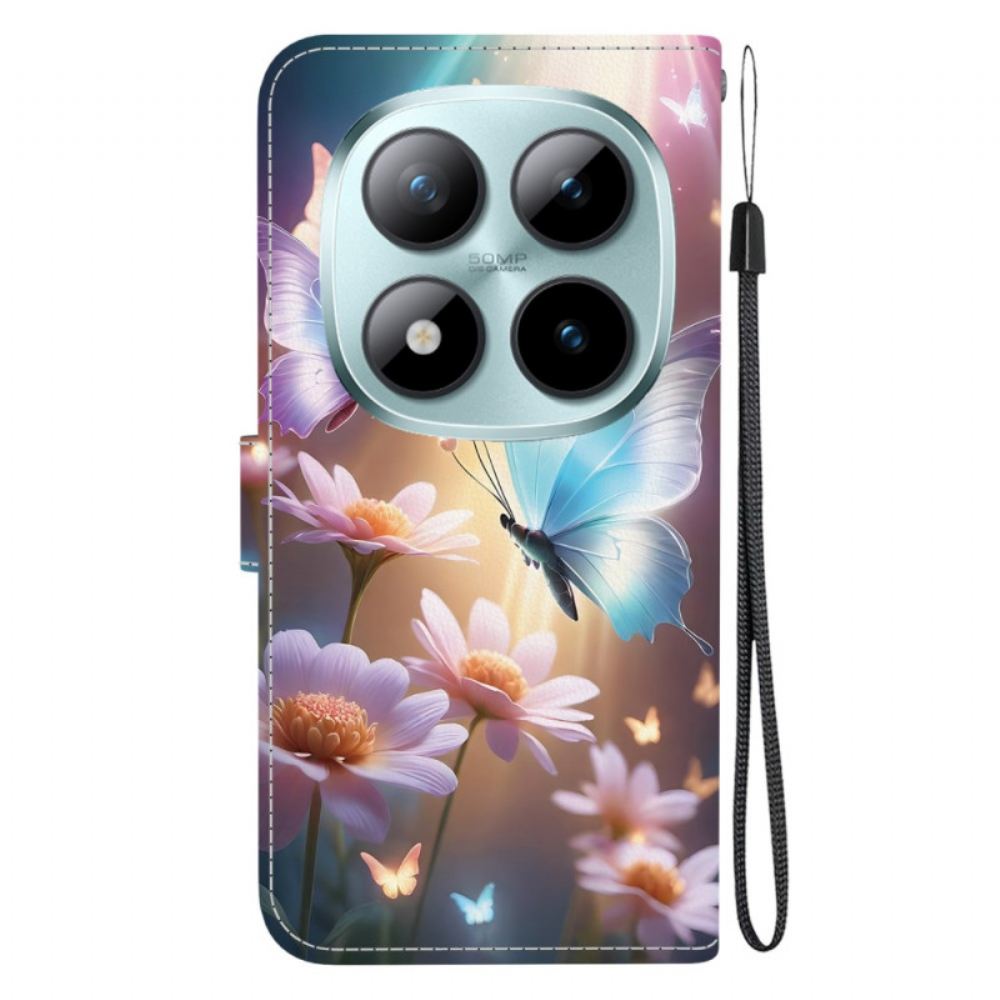 Peněženková Pouzdra Xiaomi Redmi Note 15 Pro 5g Kryty Na Mobil Květinový Vzor Motýl