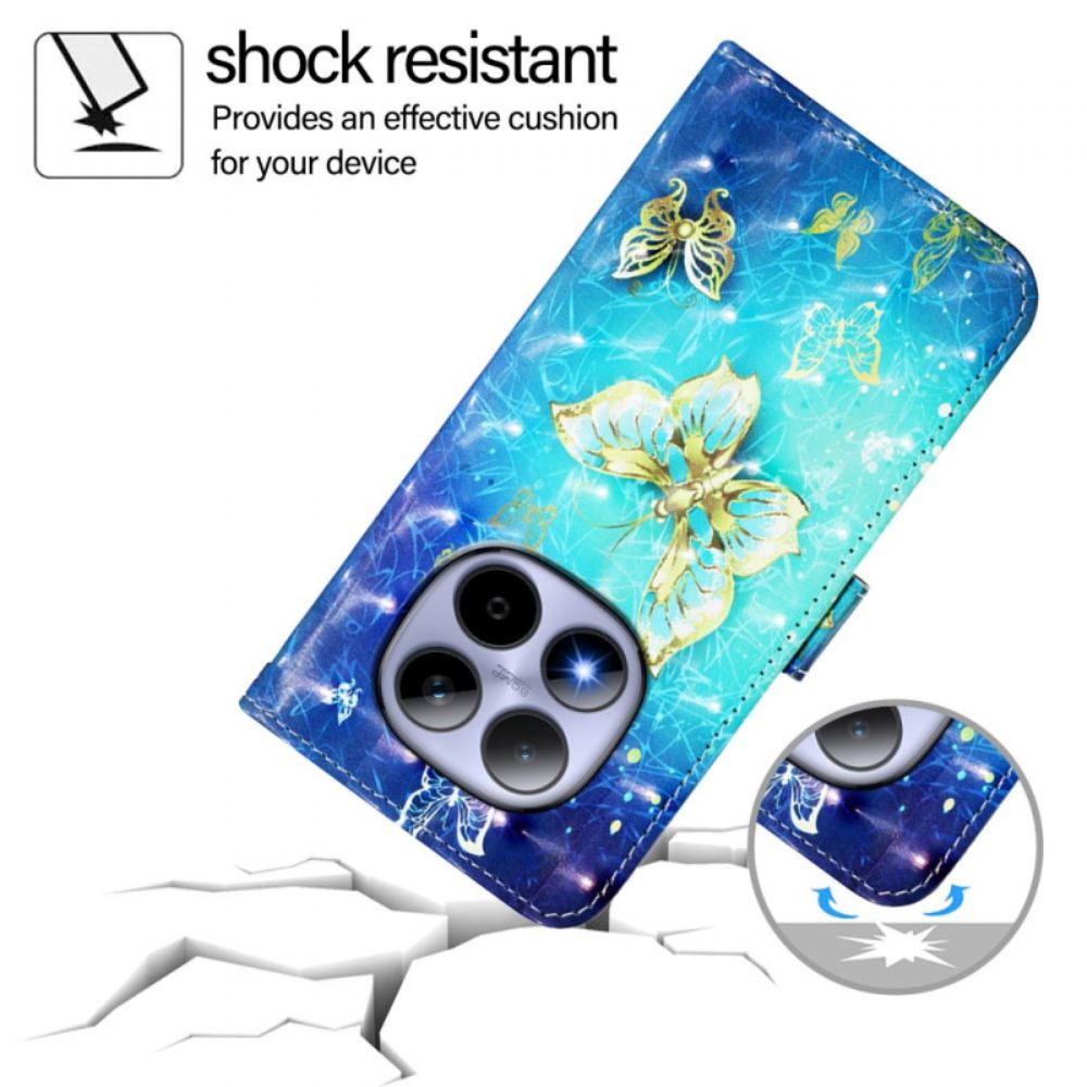 Peněženková Pouzdra Xiaomi Redmi Note 15 Pro 5g Kryty Na Mobil Zlatí Motýli