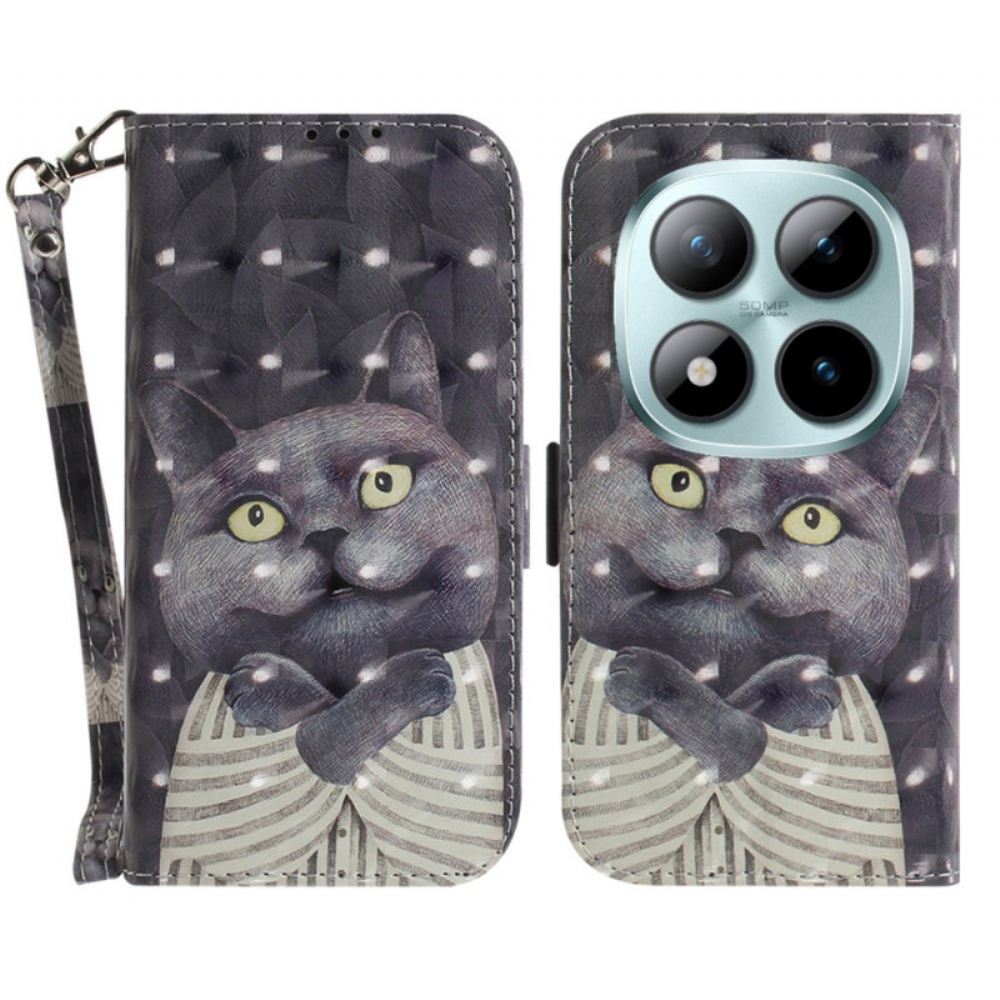 Peněženková Pouzdra Xiaomi Redmi Note 15 Pro 5g Kryty Na Mobil Šedá Kočka S Ramínky