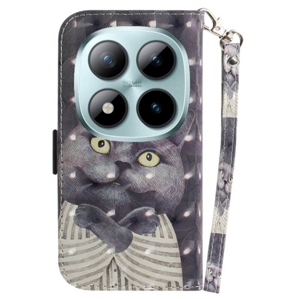 Peněženková Pouzdra Xiaomi Redmi Note 15 Pro 5g Kryty Na Mobil Šedá Kočka S Ramínky