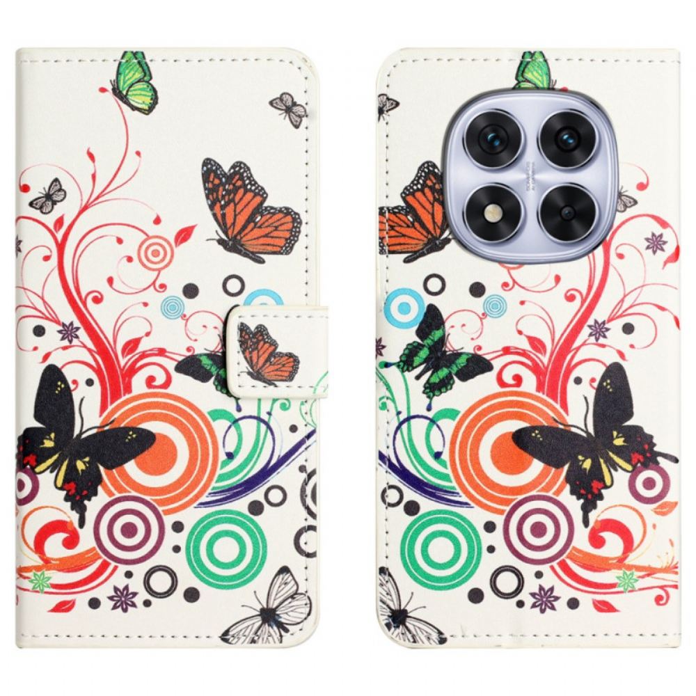 Peněženková Pouzdra Xiaomi Redmi Note 15 Pro 5g Motýli Na Bílém Pozadí