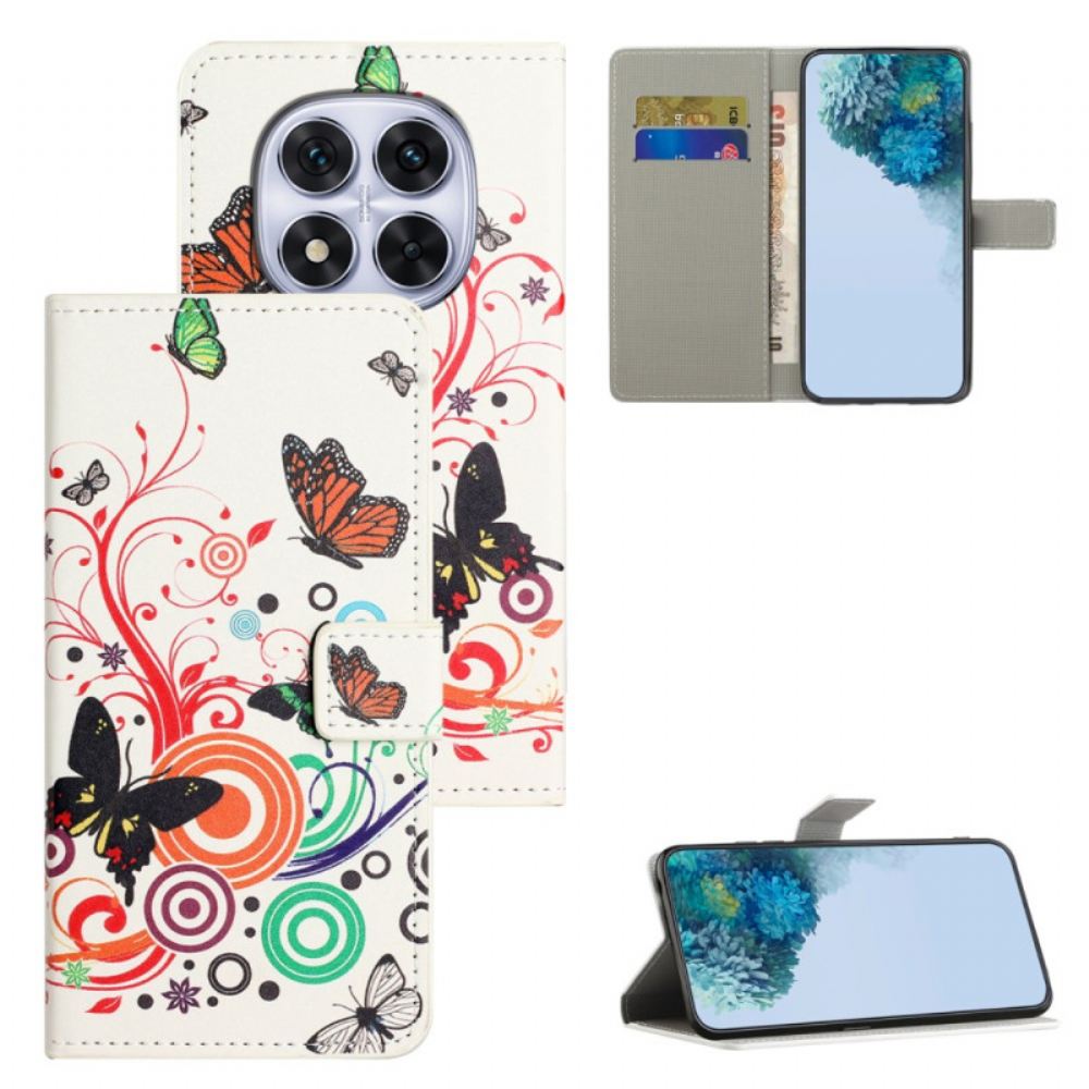 Peněženková Pouzdra Xiaomi Redmi Note 15 Pro 5g Motýli Na Bílém Pozadí