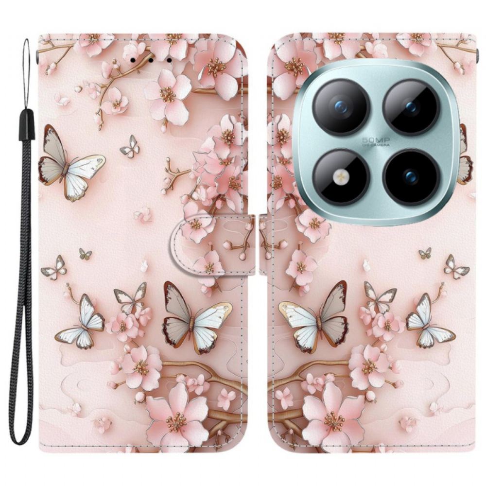 Peněženková Pouzdra Xiaomi Redmi Note 15 Pro 5g Růžové Motýly