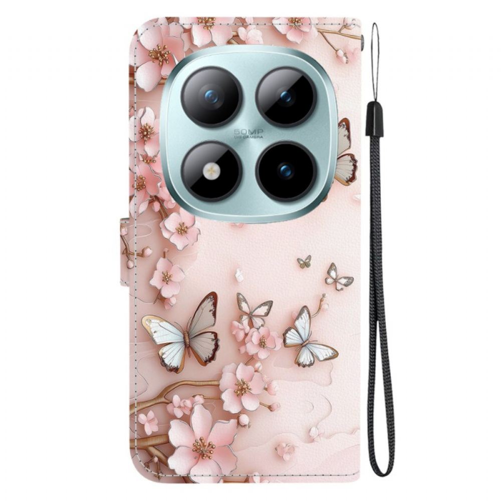 Peněženková Pouzdra Xiaomi Redmi Note 15 Pro 5g Růžové Motýly