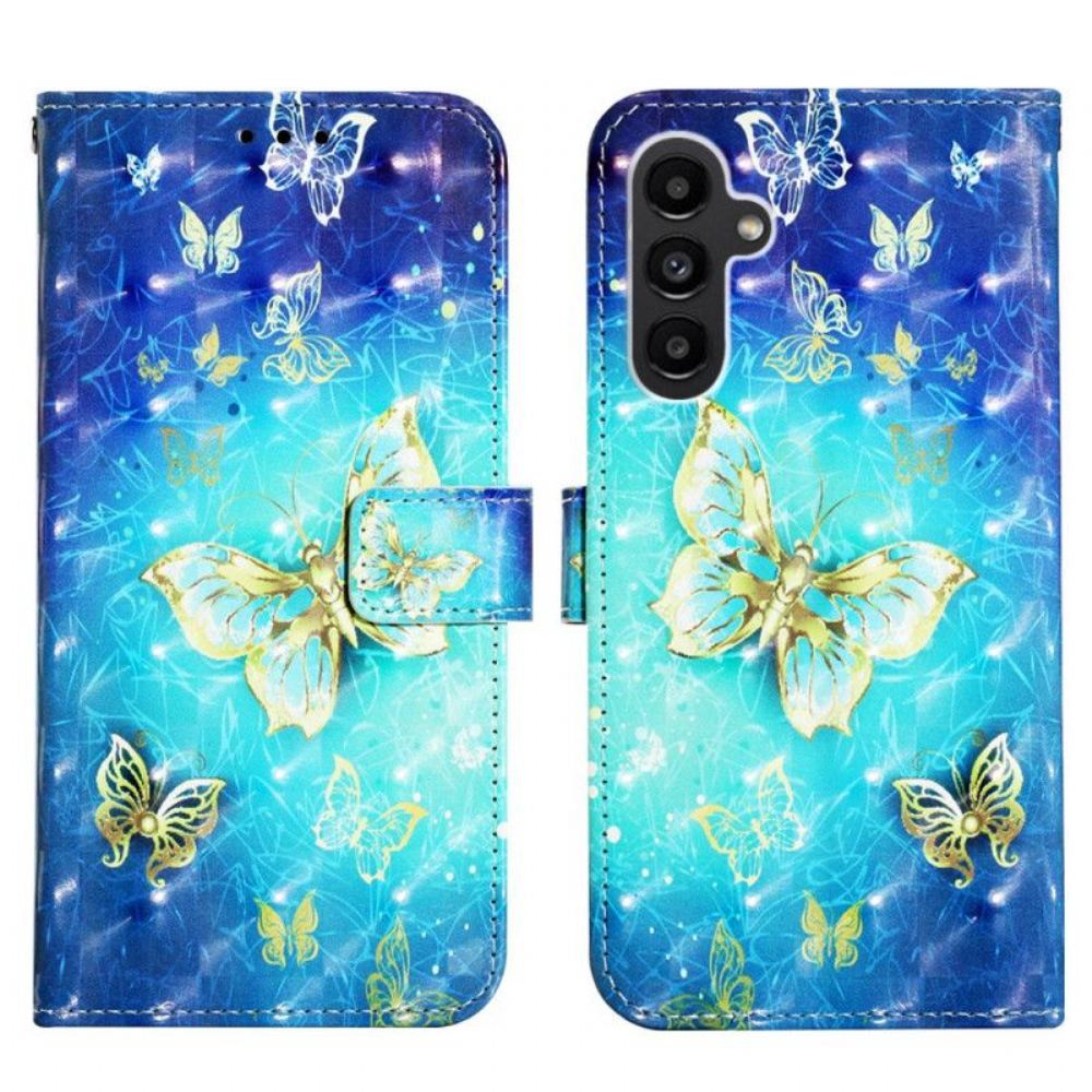 Flipové Pouzdro Na Samsung Galaxy A14 / A14 5G Na Lana Ohromující Tanga Motýli