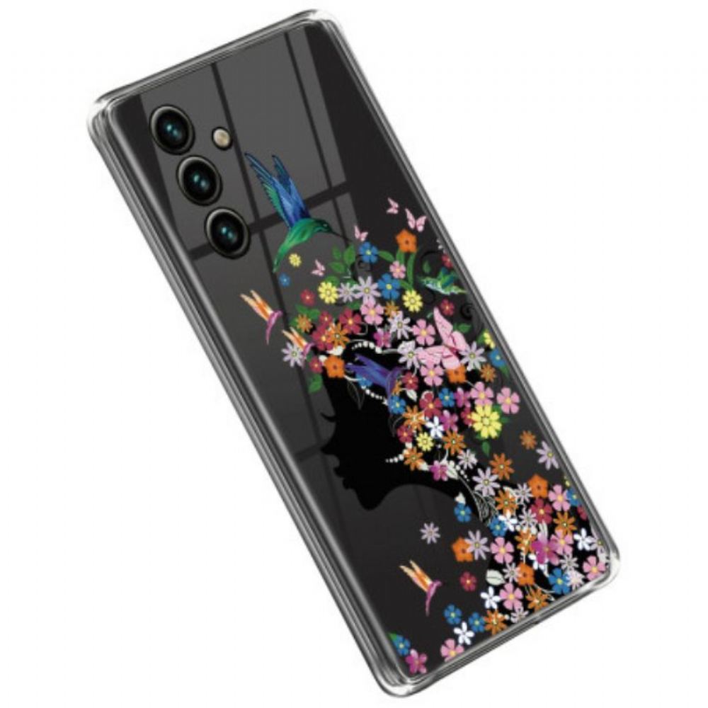 Kryt Na Samsung Galaxy A14 / A14 5G Průhledná Květinová Hlava