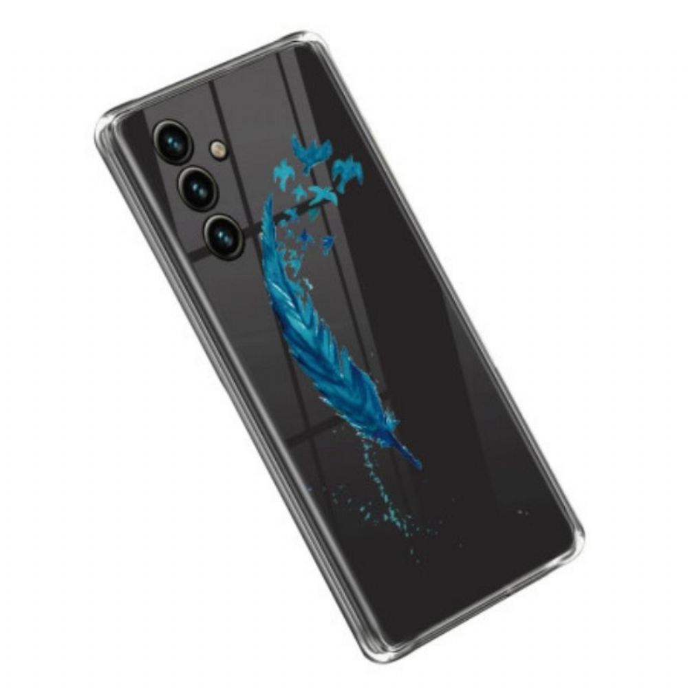 Kryt Na Samsung Galaxy A14 / A14 5G Průhledné Modré Pírko