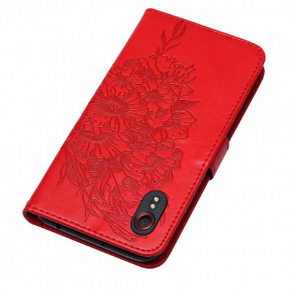 Flipové Pouzdro Na Samsung Galaxy XCover 5 Motýlí Design Se Šňůrkou