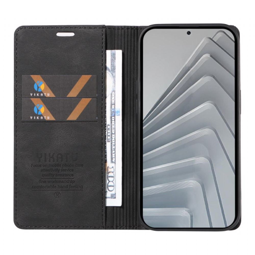 Kožené Pouzdro Folio Xiaomi Redmi Note 14 4g Ykatu Hnědý Semišový Efekt