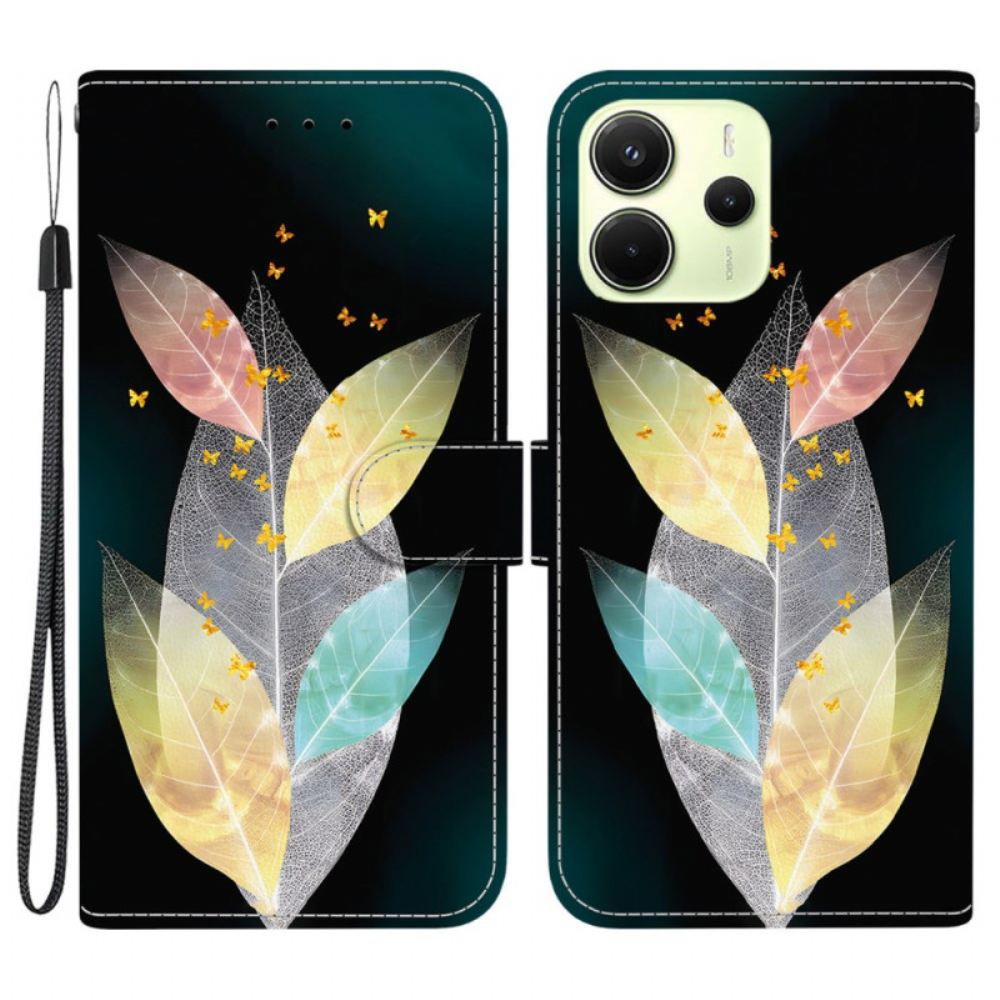 Kožený Kryt Na Xiaomi Redmi Note 14 4g Barevné Peří