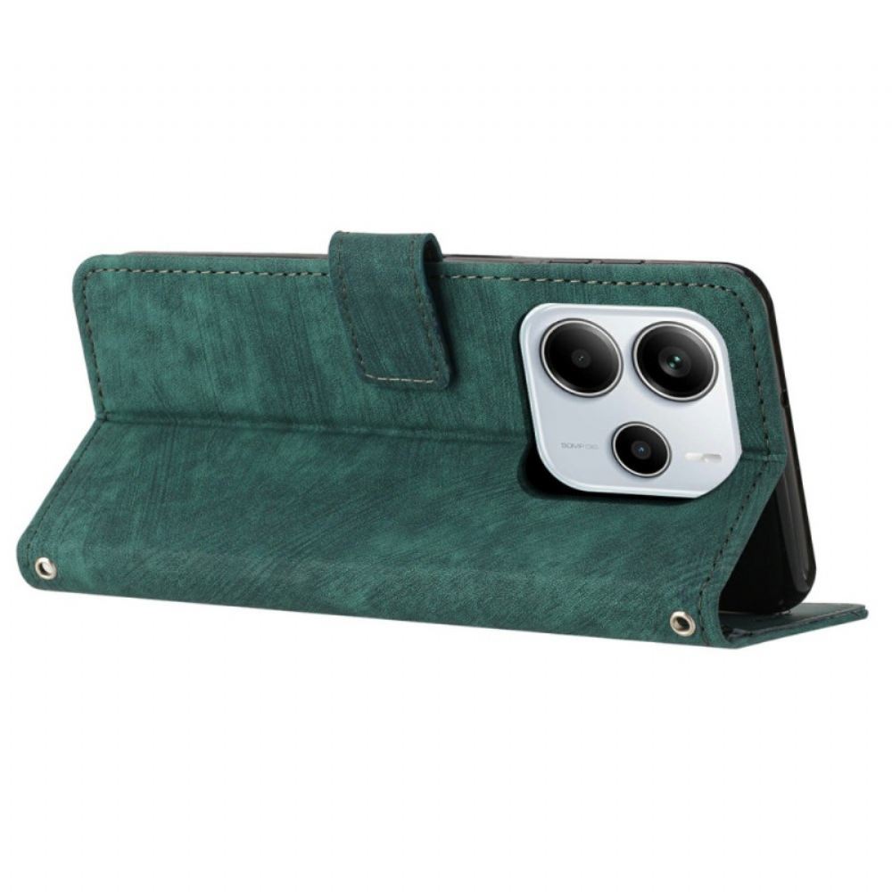 Kožený Kryt Na Xiaomi Redmi Note 14 4g Design S Retro Liniemi