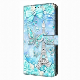 Kožený Kryt Na Xiaomi Redmi Note 14 4g Drahocenný Eiffel Věž