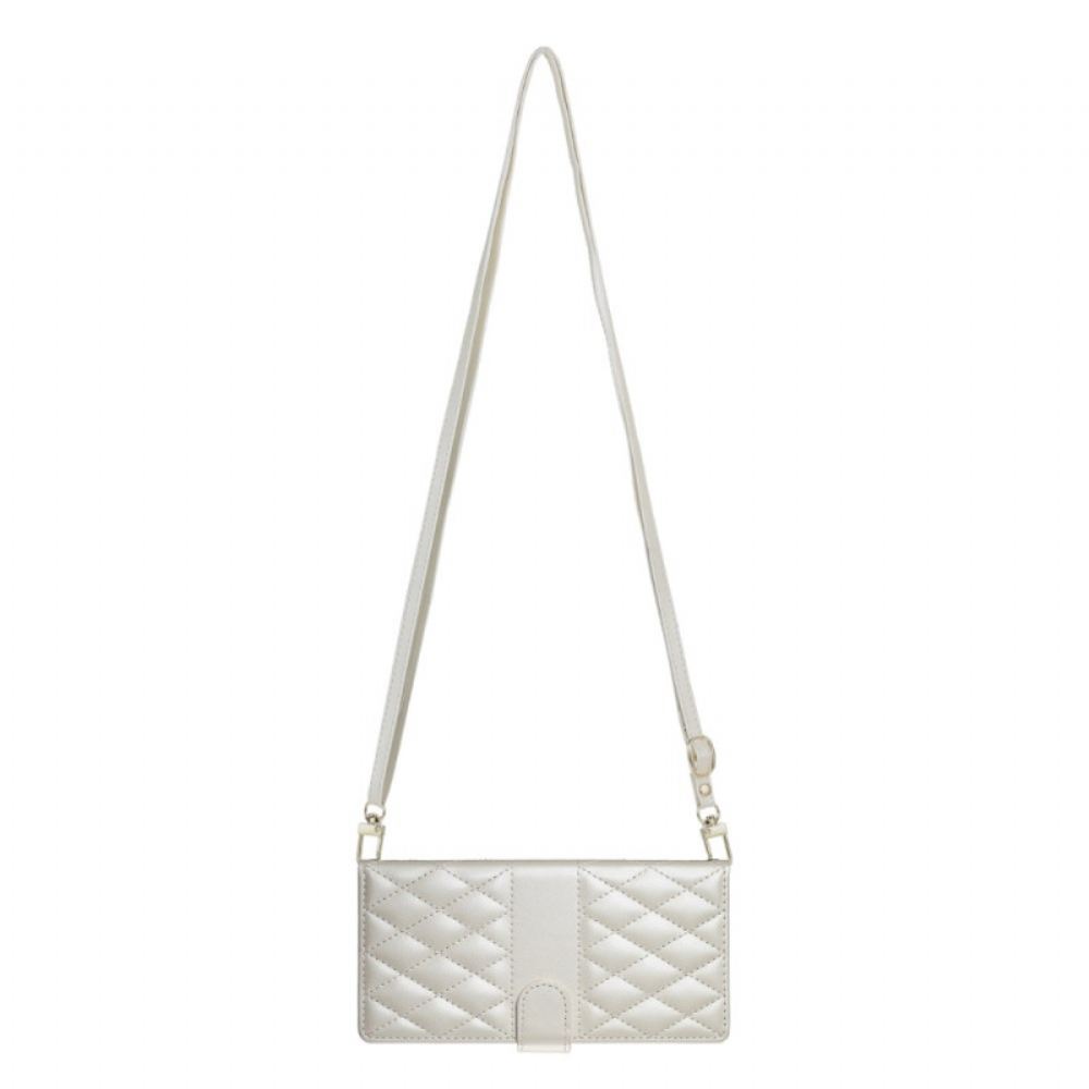 Kožený Kryt Na Xiaomi Redmi Note 14 4g Prošívané S Popruhem A Ramenním Popruhem