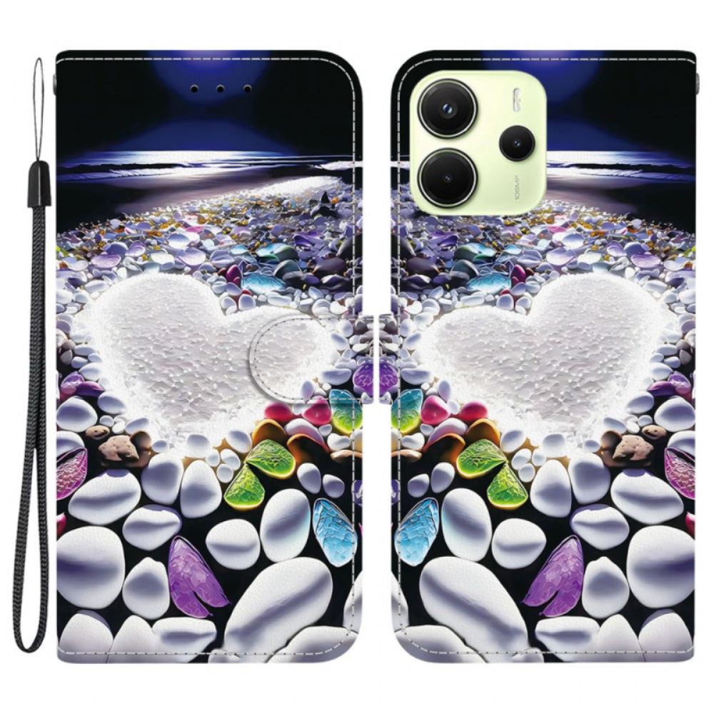 Kožený Kryt Xiaomi Redmi Note 14 4g Bílé Srdce