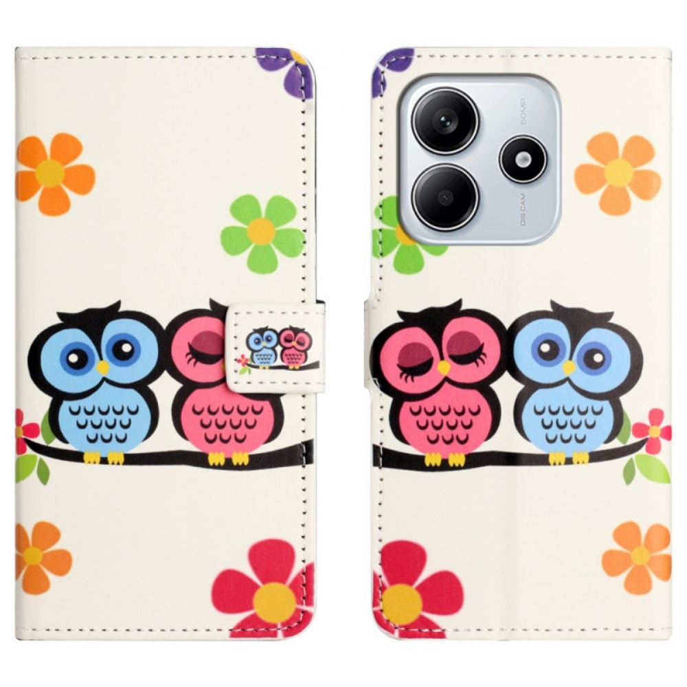 Kožený Kryt Xiaomi Redmi Note 14 4g Dvojice Sov