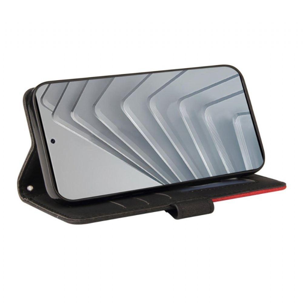 Kožený Kryt Xiaomi Redmi Note 14 4g Dvoubarevné Vlnovky