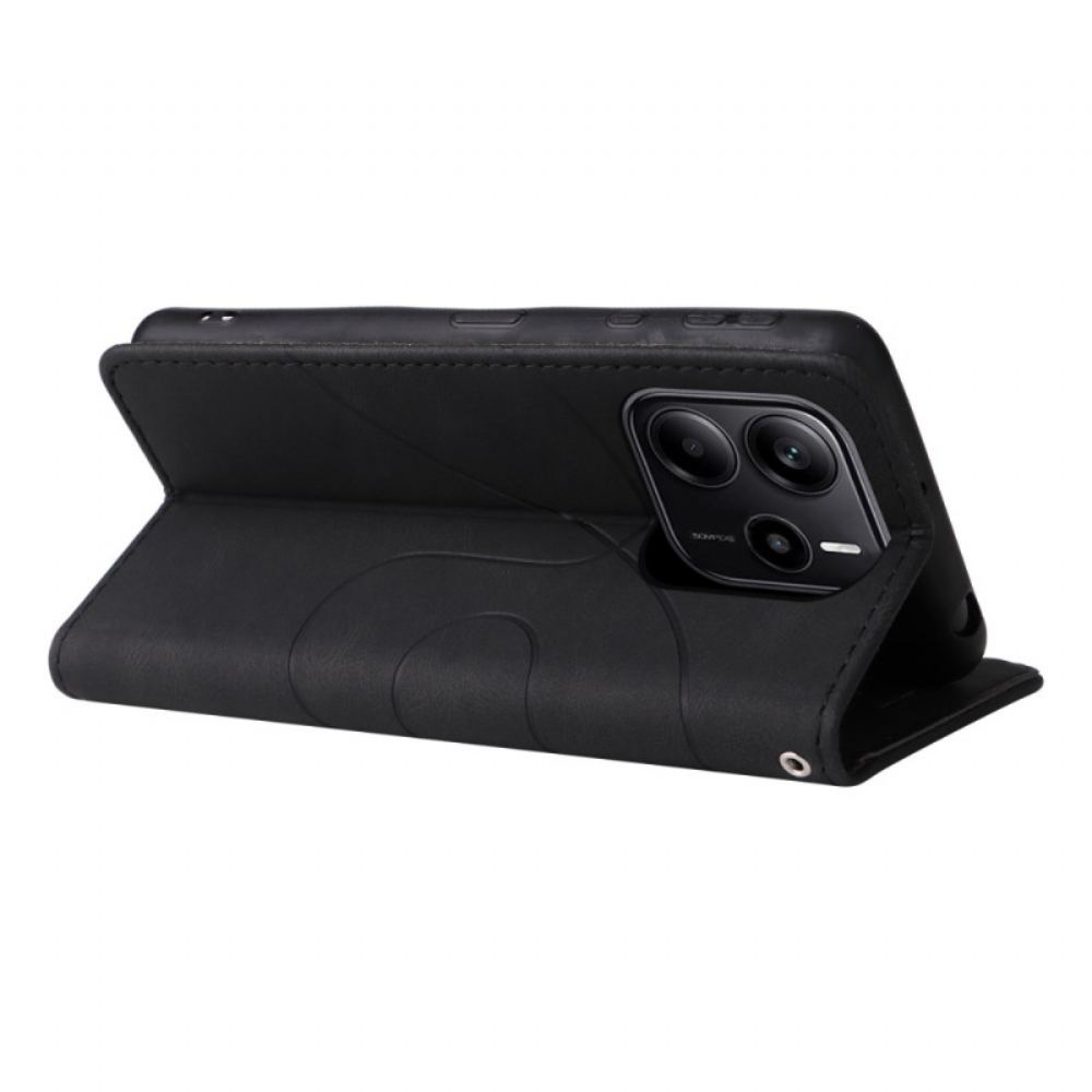 Kožený Kryt Xiaomi Redmi Note 14 4g Dvoubarevné Vlnovky