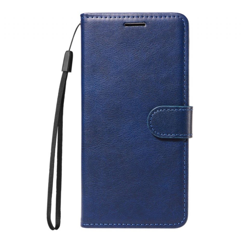 Kožený Kryt Xiaomi Redmi Note 14 4g Jednoduchá Umělá Kůže S Páskem