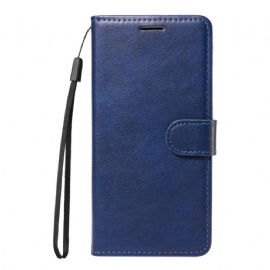 Kožený Kryt Xiaomi Redmi Note 14 4g Jednoduchá Umělá Kůže S Páskem