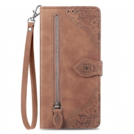 Kožený Kryt Xiaomi Redmi Note 14 4g Krajková Peněženka Se Zipem