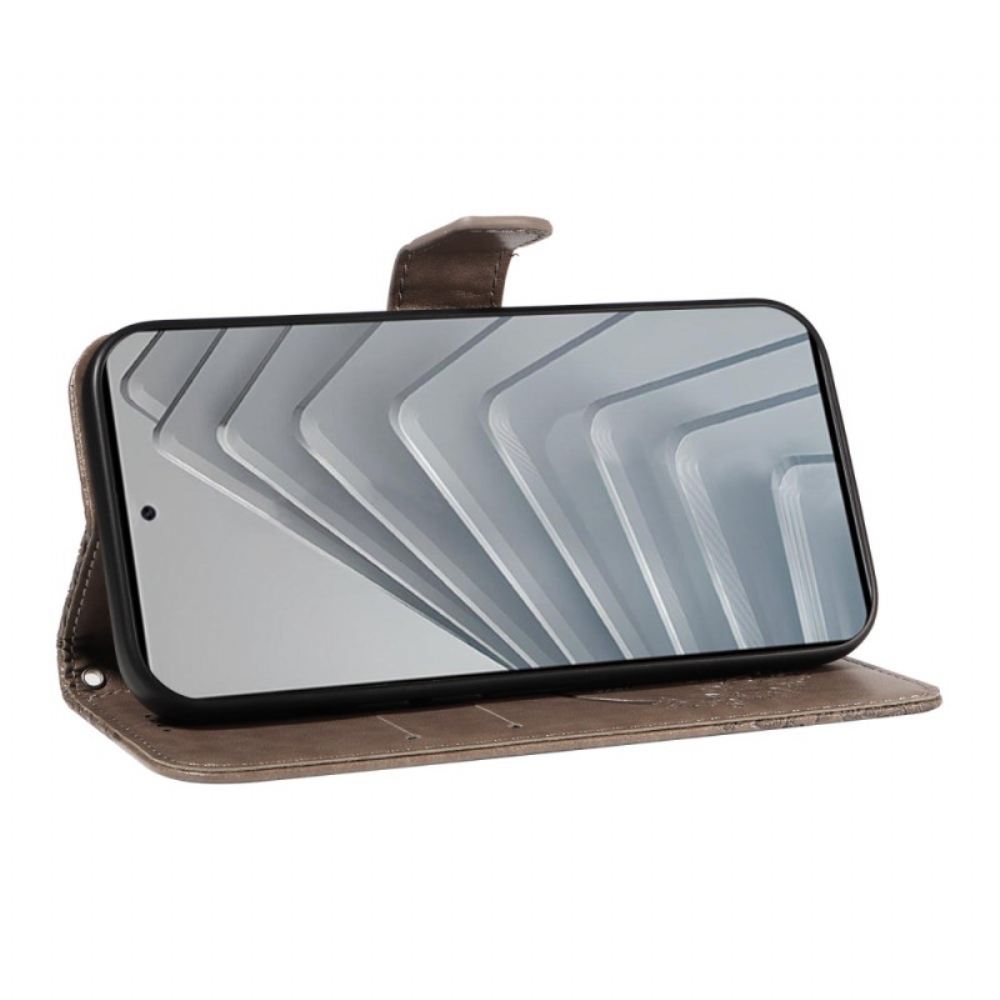 Kožený Kryt Xiaomi Redmi Note 14 4g Motýlí Potisk