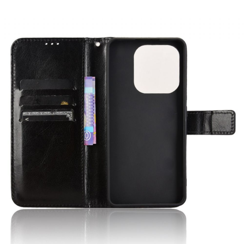 Kožený Kryt Xiaomi Redmi Note 14 4g Okázalá Umělá Kůže