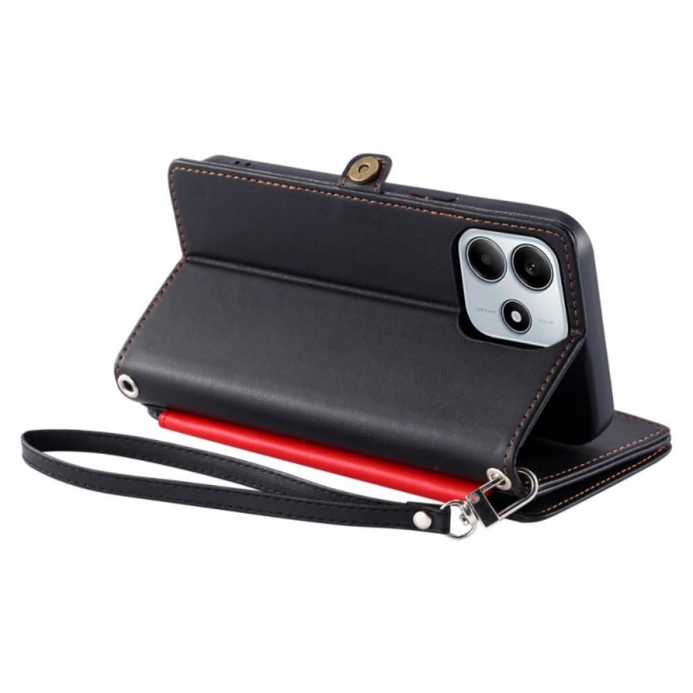 Kožený Kryt Xiaomi Redmi Note 14 4g Peněženka S 8 Přihrádkami Na Karty