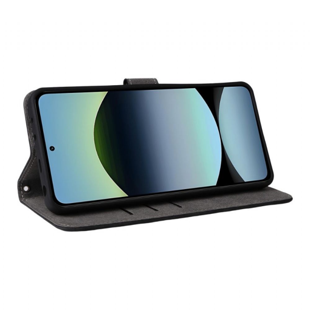 Kožený Kryt Xiaomi Redmi Note 14 4g Rfid Ochrana Semišový Efekt S Popruhem