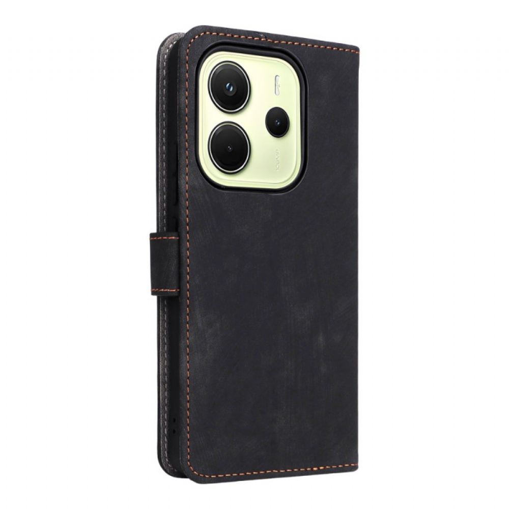 Kožený Kryt Xiaomi Redmi Note 14 4g Rfid Ochrana Semišový Efekt S Popruhem