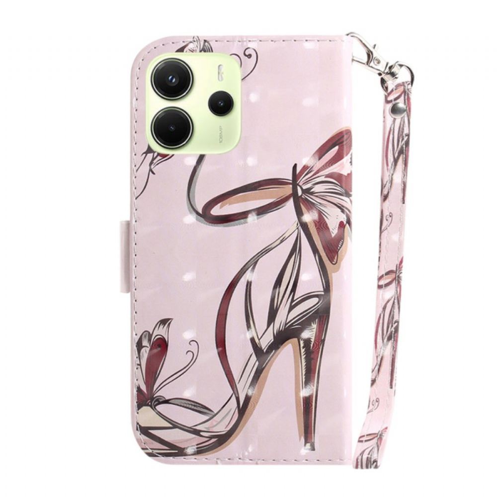 Kožený Kryt Xiaomi Redmi Note 14 4g Vysoké Podpatky S Páskem