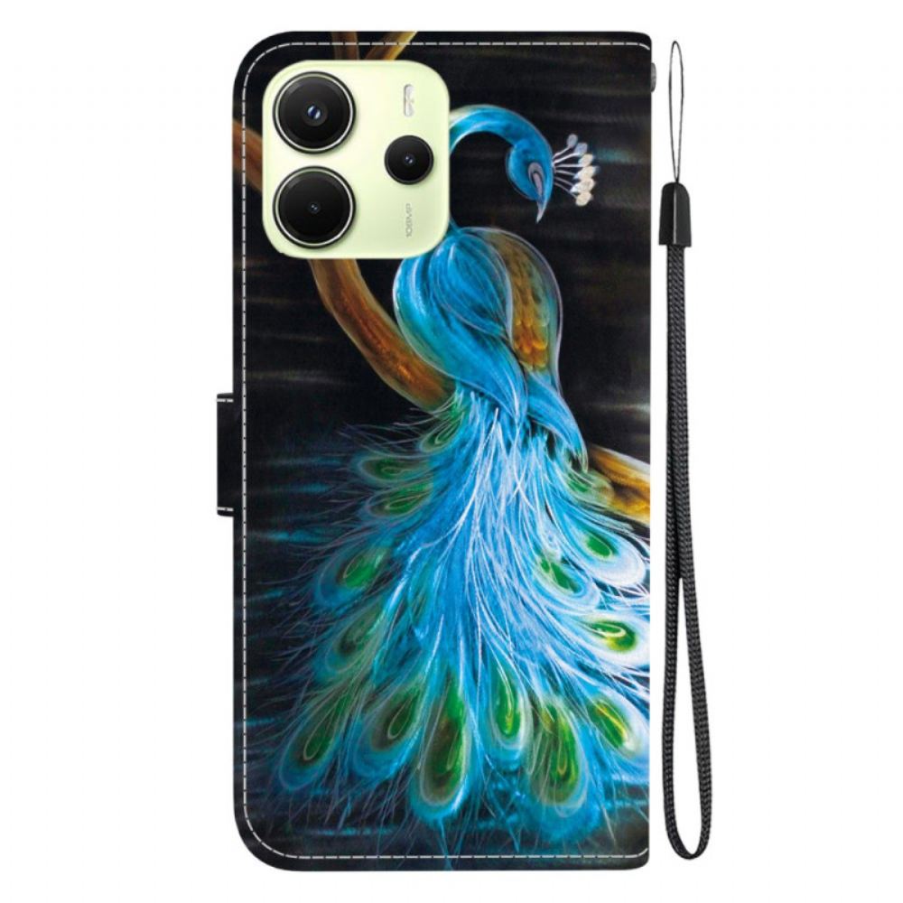 Kožený Kryt Xiaomi Redmi Note 14 4g Vzor Pávů