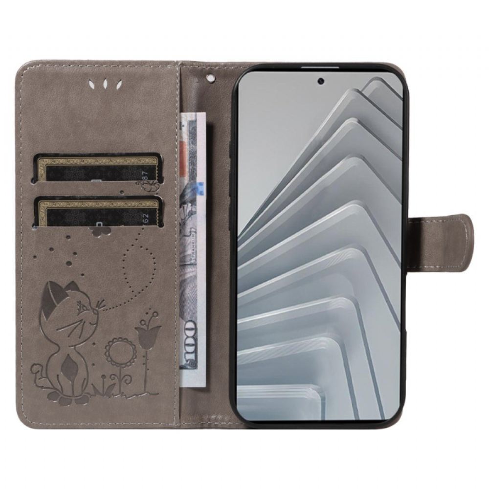 Kožený Kryt Xiaomi Redmi Note 14 4g Včela A Kočka