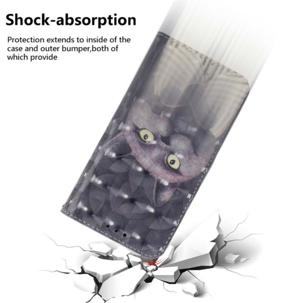 Kožený Kryt Xiaomi Redmi Note 14 4g Šedá Kočka S Páskem