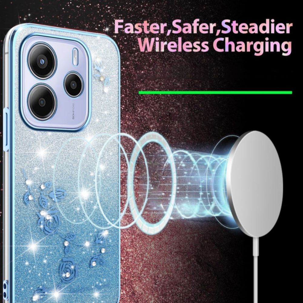 Kryt Xiaomi Redmi Note 14 4g Gradientní Květiny Třpytky