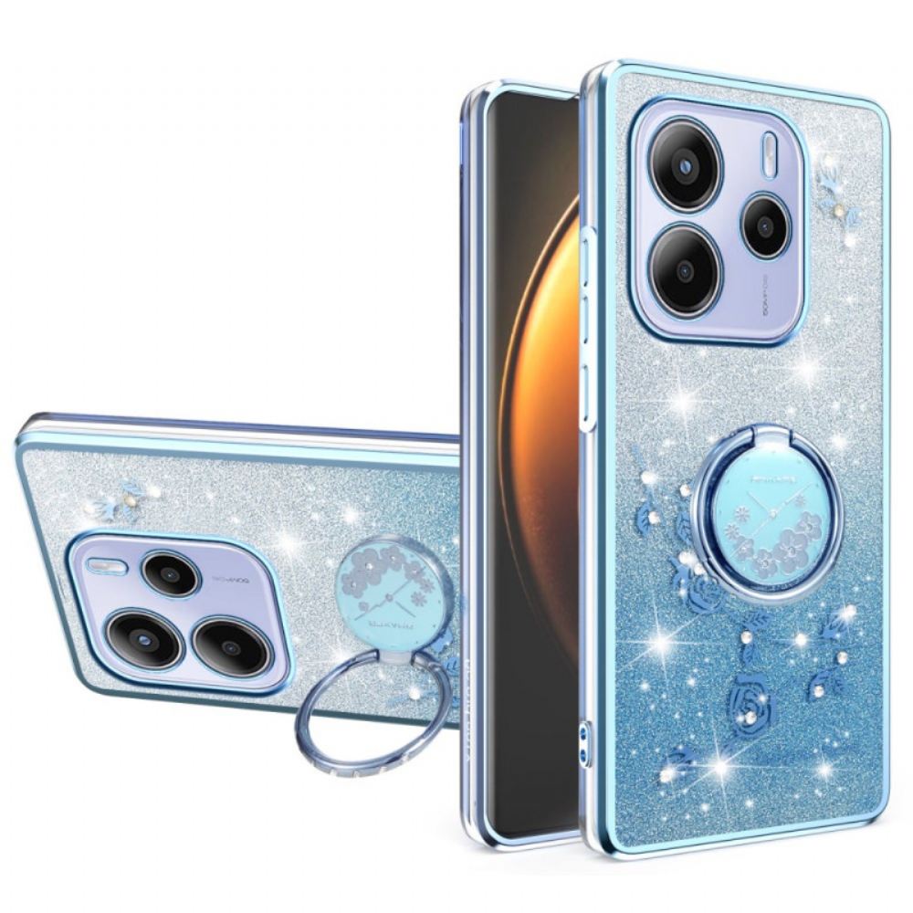 Kryt Xiaomi Redmi Note 14 4g Kryty Na Mobil Držák Na Prsten S Kamínky A Květinami